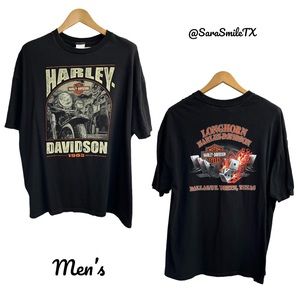 HARLEY-DAVIDSON Longhorn DFW, Texas Black Short Sleeve Graphic T-Shirt